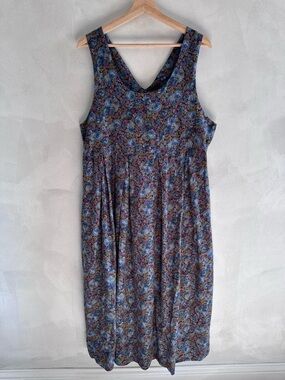 Vintage Laura Ashley - Blue Floral Midi Dress